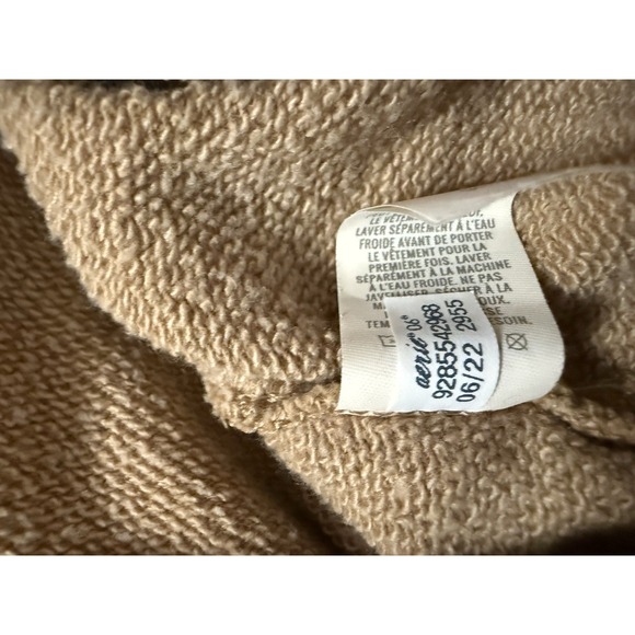 Aerie Womens Down to Earth Quarter Zip Pullover Sweatshirt Oversized Beige Small - Picture 12 of 12